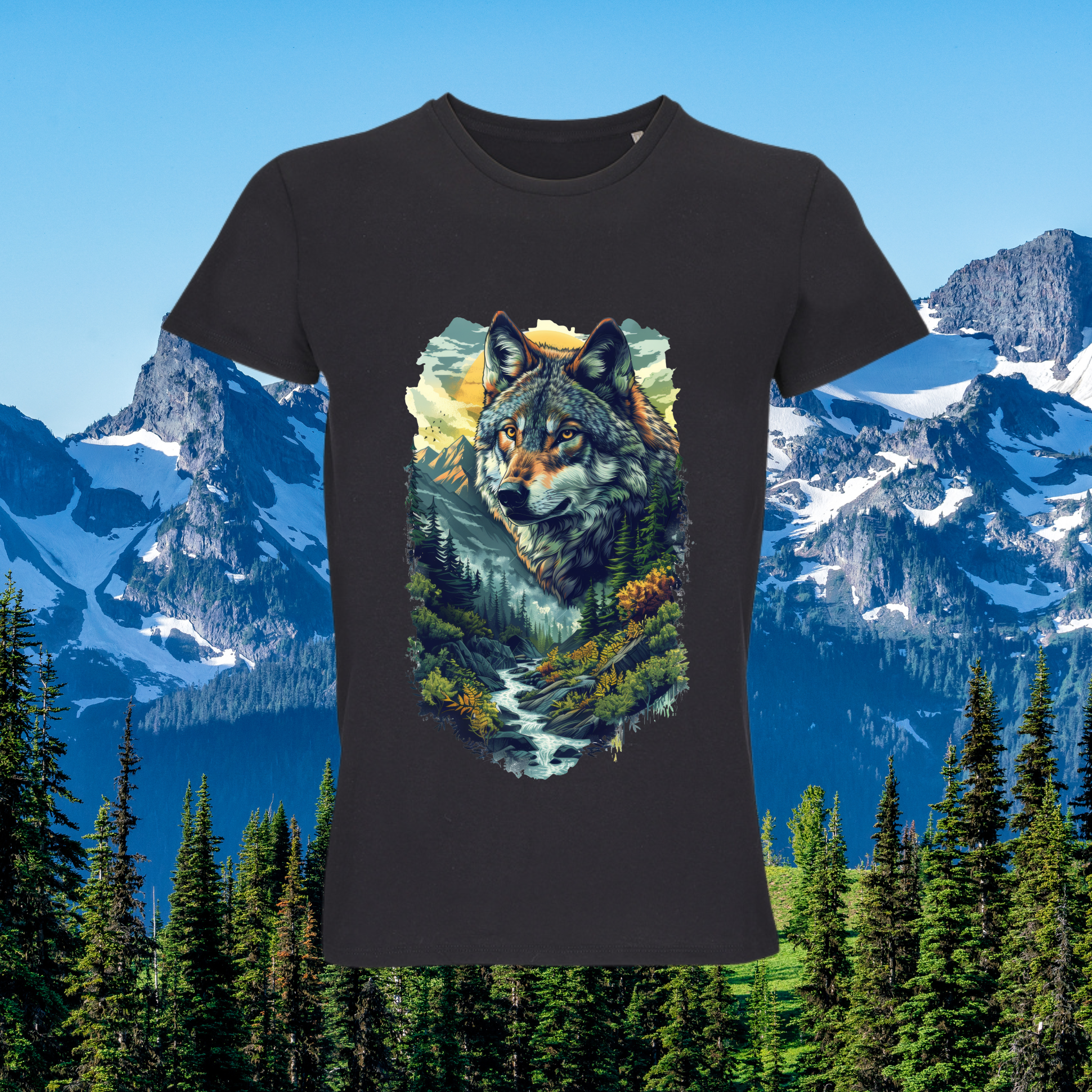 T-Shirt Loup & Montagnes